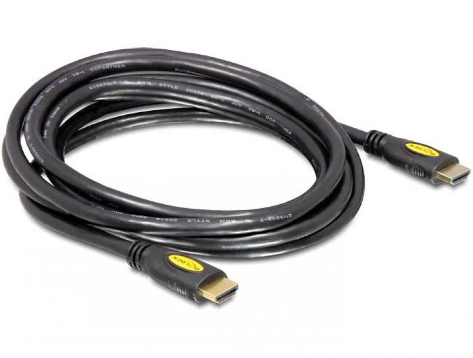 Cablu hdmi high speed 4k v1.4 t-t 5m negru, delock 82455