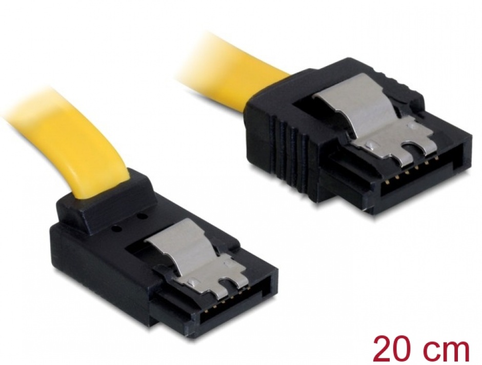 Cablu SATA II 3 Gb/s 20cm drept/jos galben, Delock 82470 conectica.ro
