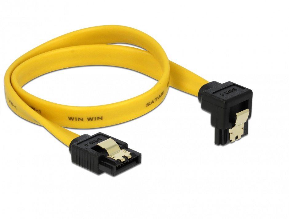 Cablu sata ii 3 gb/s jos/drept 30cm galben, delock 82474