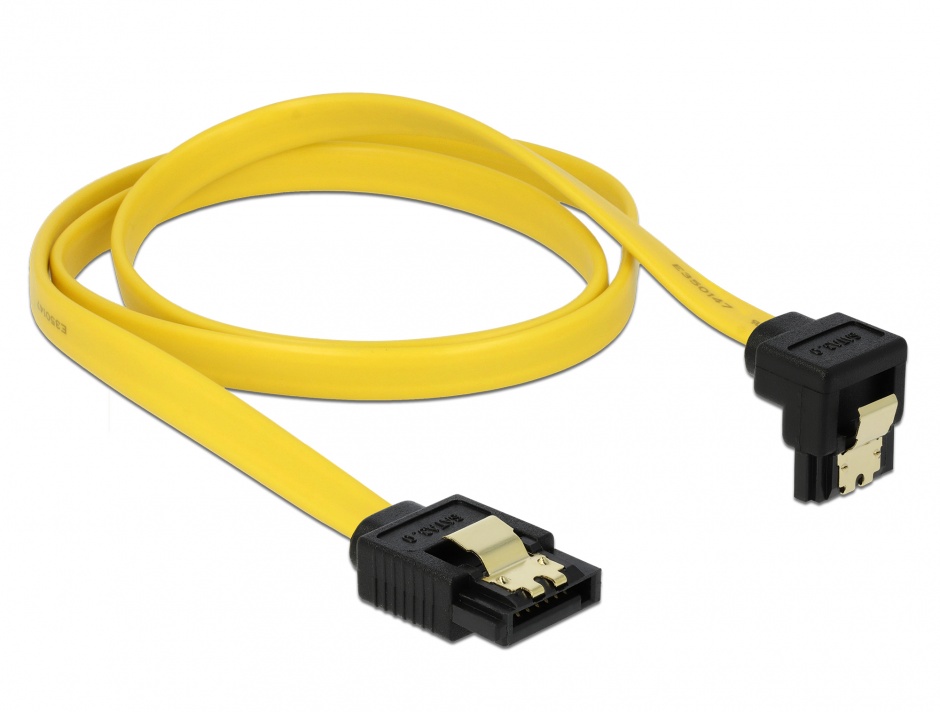 Cablu sata ii 3 gb/s drept-unghi cu fixare, 70 cm, delock 82482