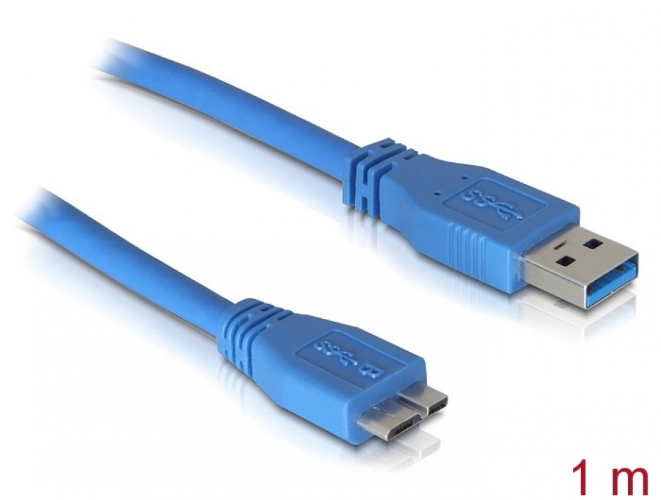 Cablu micro-B USB 3.0 la USB-A T-T 1m Bleu, Delock 82531 conectica.ro