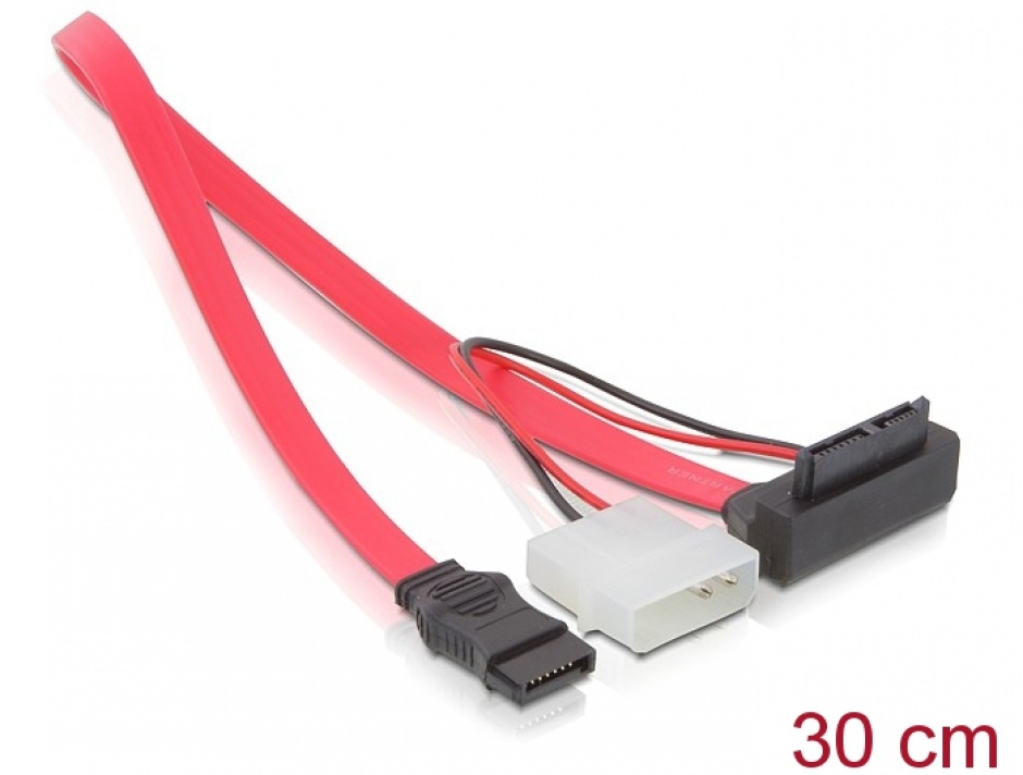 Cablu Slim SATA la SATA unghi + 2 pini Power 5V, Delock 82549 5V