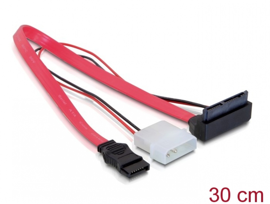 Cablu Micro SATA la SATA 7 pini + alimentare Molex in unghi, Delock 82551 conectica.ro imagine noua 2022