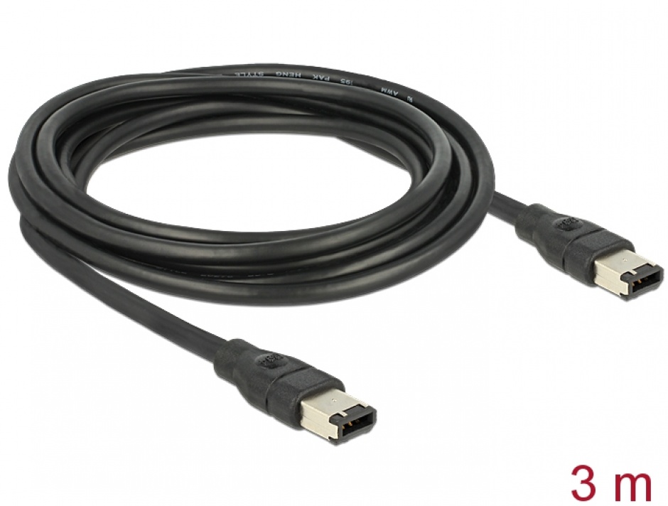 Cablu FireWire 6 pini la 6 pini 3m, Delock 82575 imagine noua