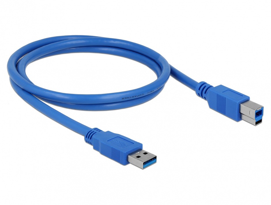 Cablu USB 3.0 tip A la tip B 1m T-T Bleu, Delock 82580 3.0
