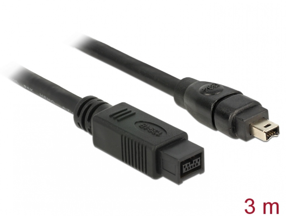 Cablu FireWire 9 pini la 4 pini 3m, Delock 82594 imagine noua