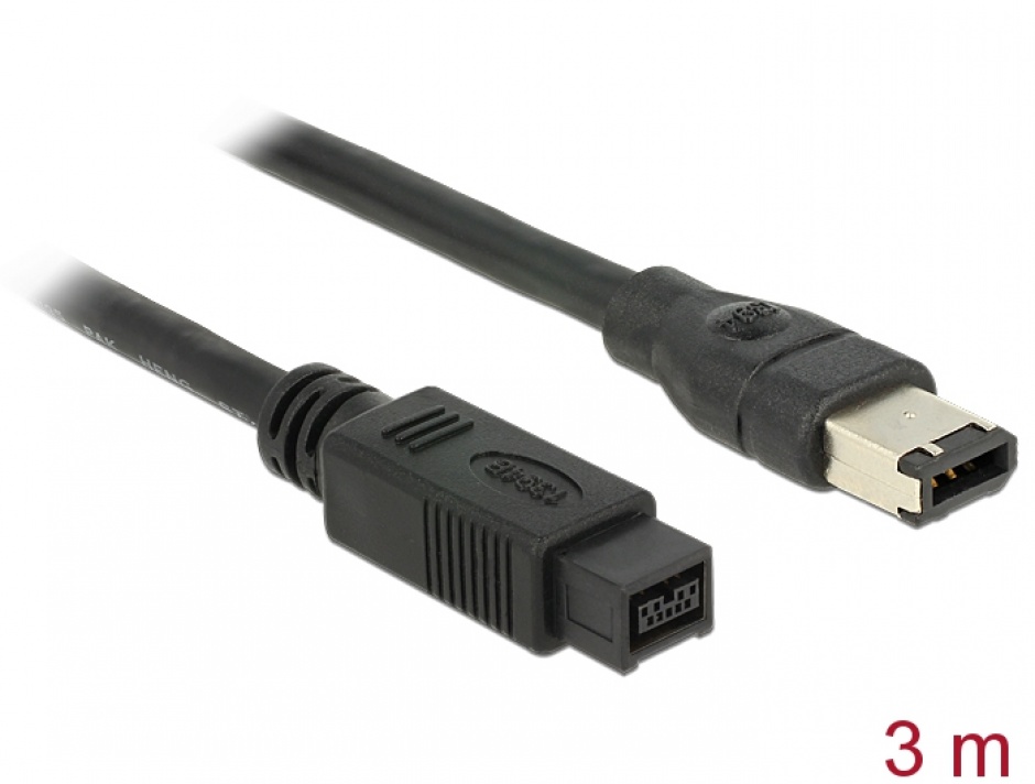 Cablu FireWire 9 pini la 6 pini 3m, Delock 82597 imagine noua