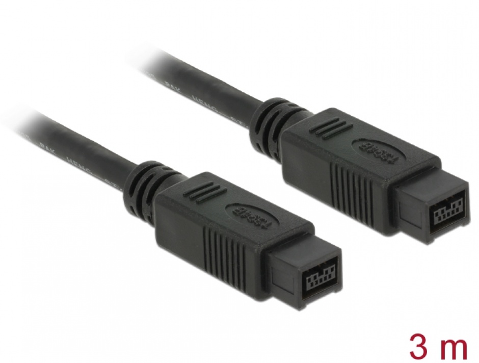 Cablu Firewire 9 pini la 9 pini 3m, Delock 82600 imagine noua