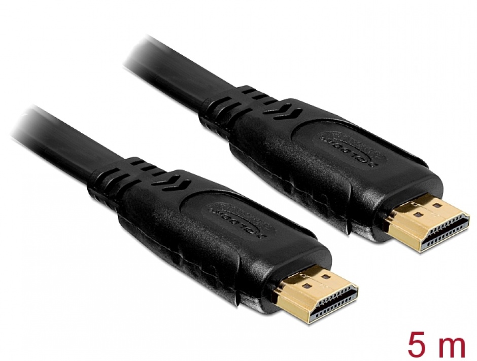 Cablu HDMI 4K 1.4 Flat T-T ecranat 5m, Delock 82672 imagine noua