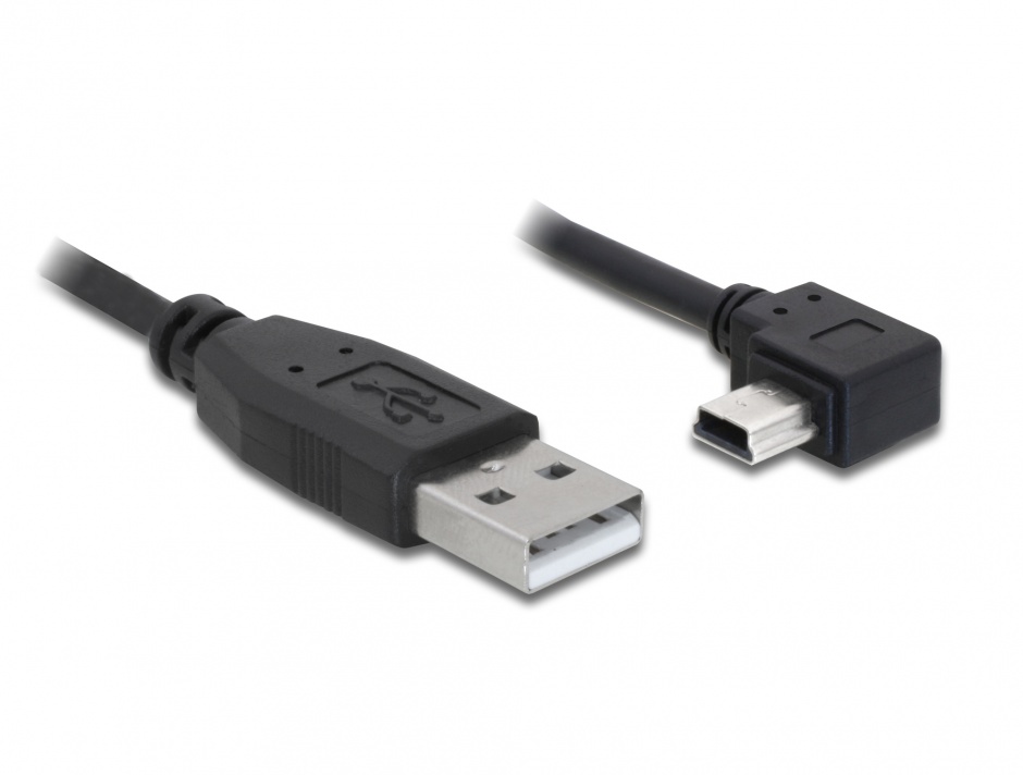 Cablu USB 2.0 la mini USB-B unghi 90 grade T-T 3m, Delock 82683 -3M imagine noua 2022