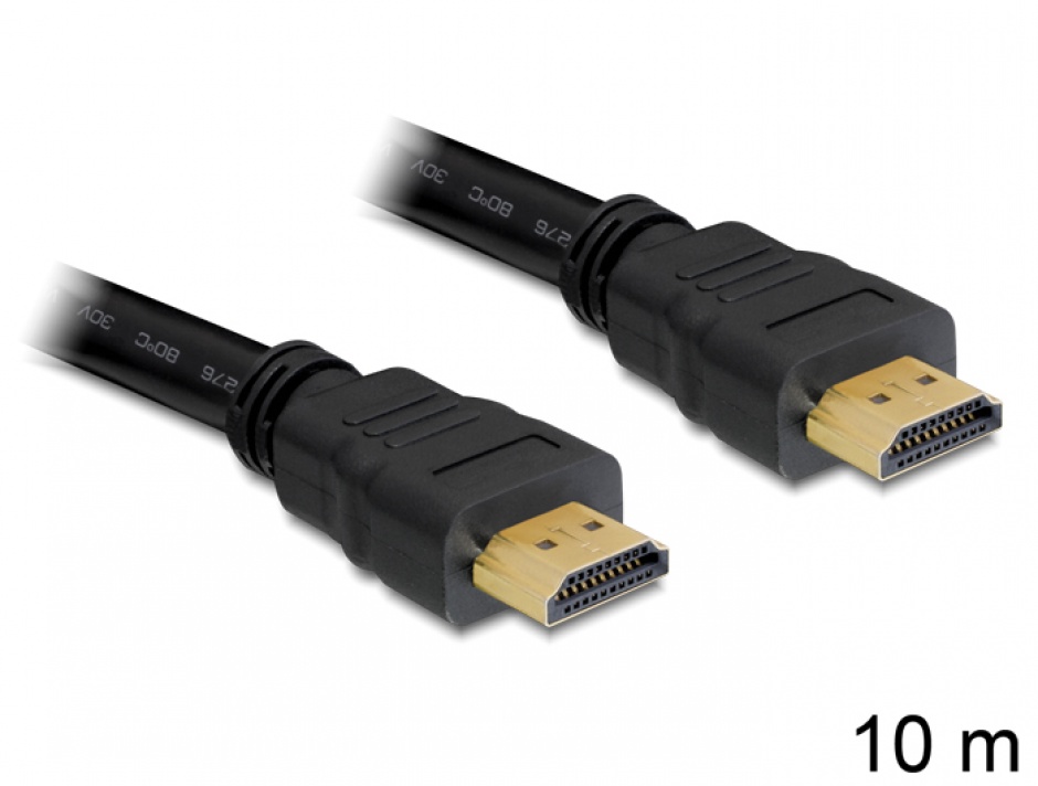 Cablu HDMI 4K v1.4 T-T 10m Negru, Delock 82709 Delock 10m imagine 2022 3foto.ro