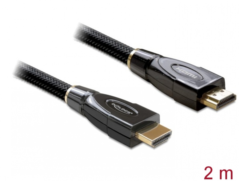 Cablu HDMI Premium 4K@30Hz T-T 2m, Delock 82737 2m imagine noua 2022