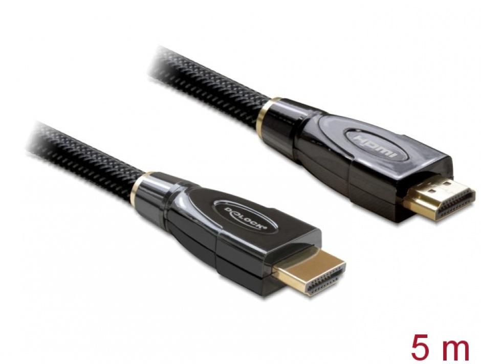 Cablu HDMI Premium 4K 19T-19T 5m, Delock 82739 Delock 19T-19T imagine 2022 3foto.ro