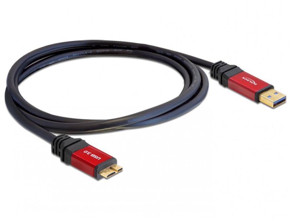 Cablu USB 3.0 la micro USB-B T-T 2m Premium, Delock 82761 Delock 3.0 imagine 2022 3foto.ro