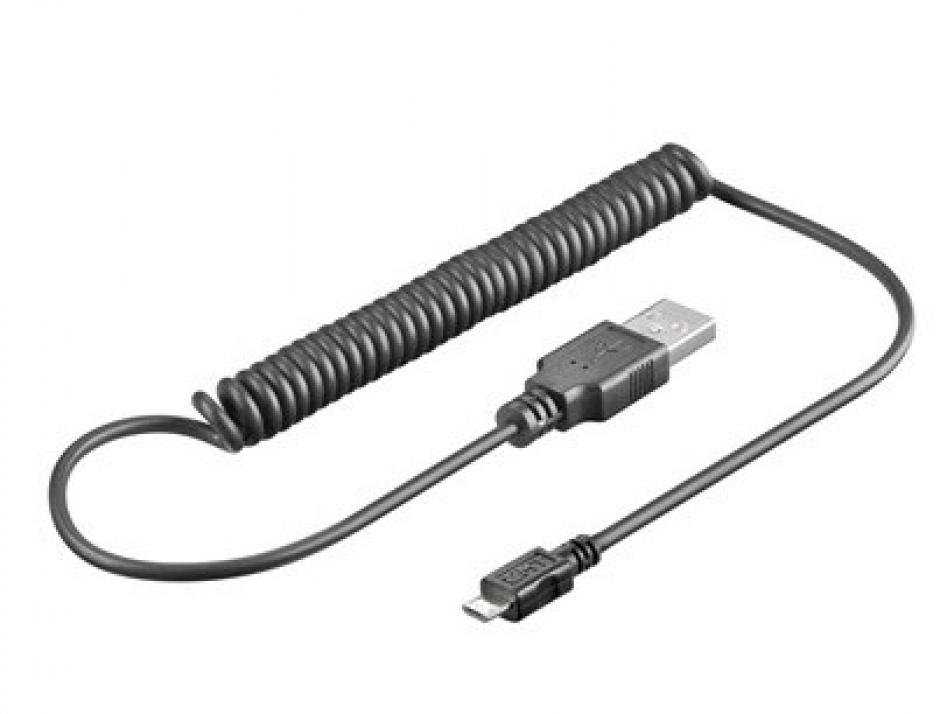 Cablu USB 2.0 la micro USB-B, 0.5m spiralat, KU2M1FKR conectica.ro