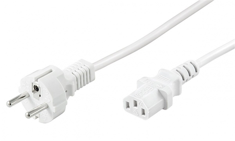 Cablu alimentare PC conector drept la IEC C13 2m Alb, Goobay 96039 conectica.ro