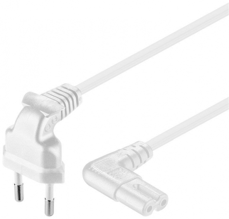 Cablu de alimentare Euro la IEC C7 unghi 90 grade 0.75m Alb, Goobay 97345 conectica.ro