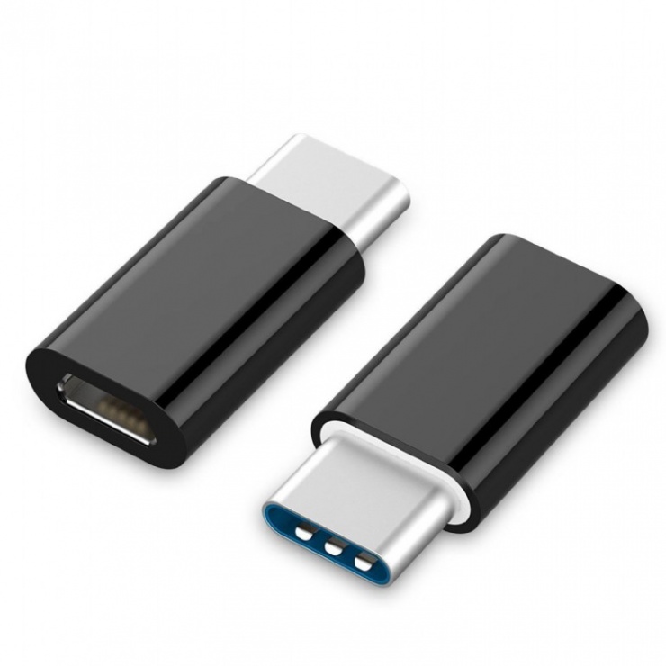 Adaptor micro USB-B 2.0 la USB-C M-T Negru, Gembird A-USB2-CMmF-01 conectica.ro