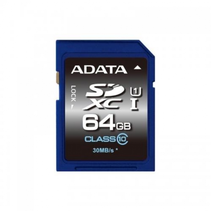 Card de memorie SDXC 64GB clasa 10, ADATA ASDX64GUICL10-R A-Data