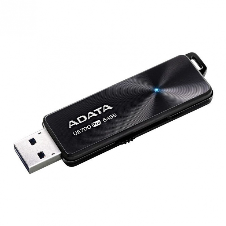 Stick USB 3.1 UE700 Pro 64GB retractabil Negru, ADATA A-Data