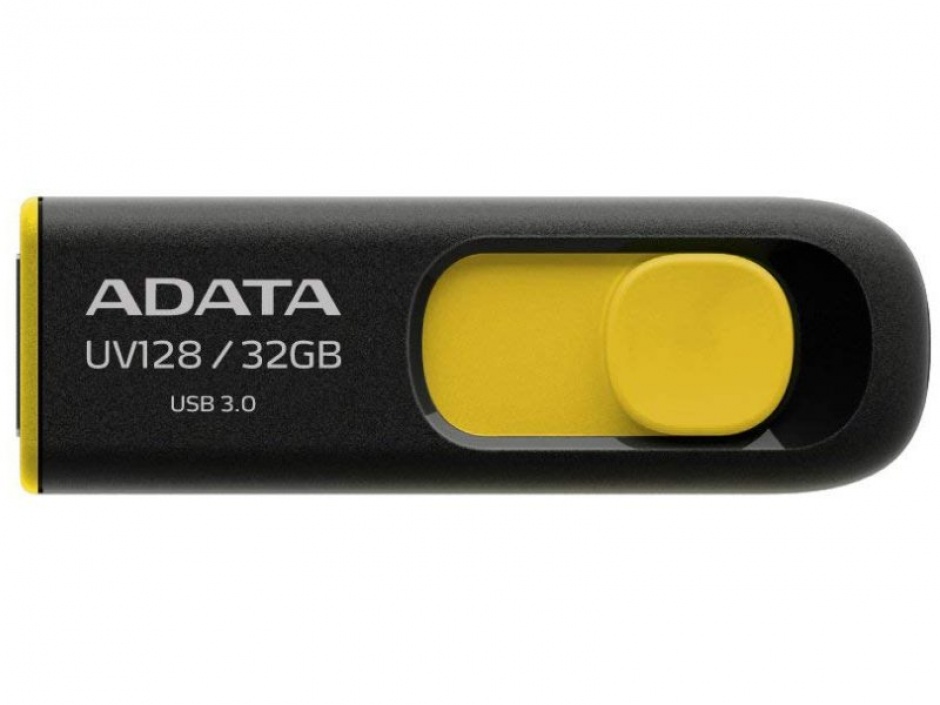 Stick USB 3.1 32GB UV128 retractabil Negru/Galben, ADATA AUV128-32G-RBY
