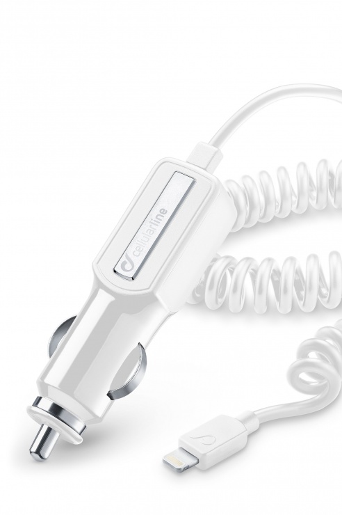 Incarcator auto pentru iphone 5, 6 si 7, alb, cellular line