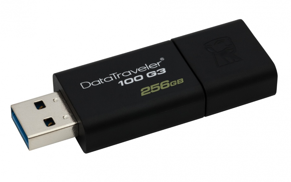 Stick USB 3.0 256GB DataTraveler Negru, Kingston DT100G3/256GB imagine noua