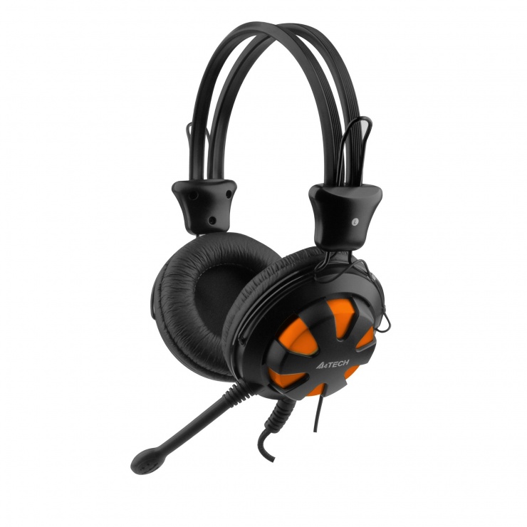 Casti stereo cu microfon Orange/Black jack 3.5mm, A4Tech Comfortfit HS-28-3 A4TECH