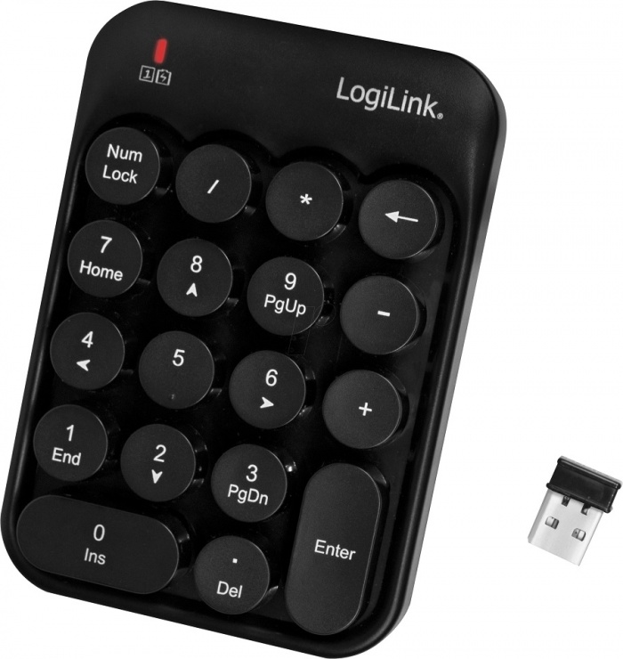 Tastatura numerica wireless Negru, Logilink ID0173 imagine noua