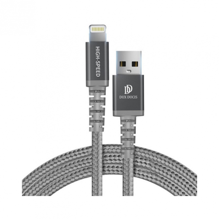 Cablu de date si incarcare usb 2.0 la iphone lightning mfi 1m argintiu, dux ducis x1