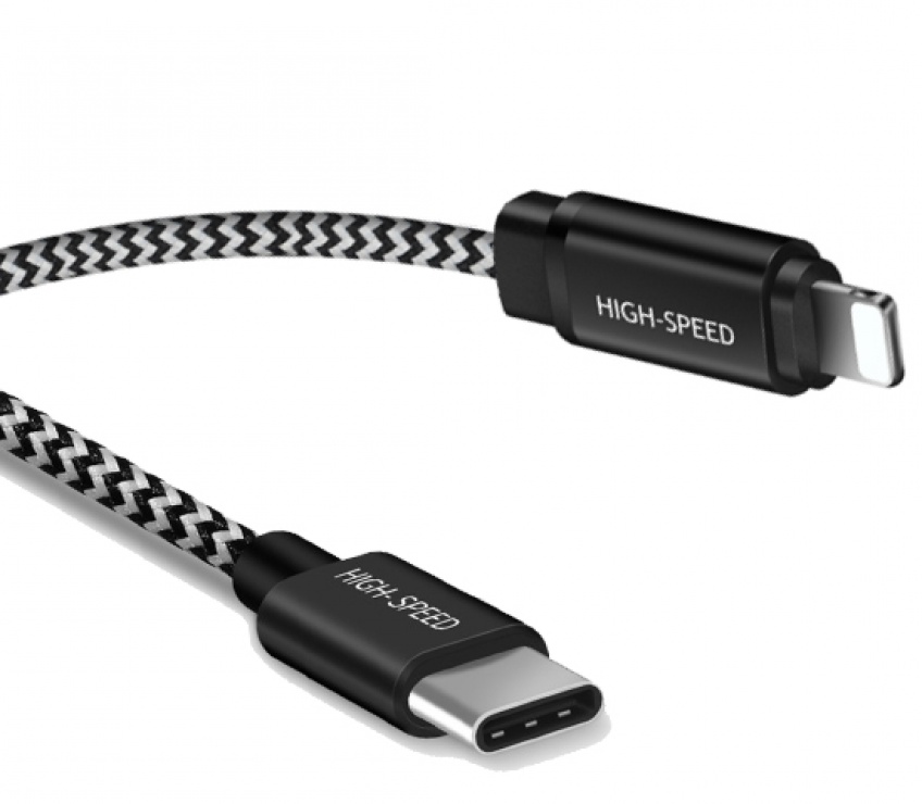 Cablu de date si incarcare usb-c la iphone lightning 3a/18w 1m alb/negru, dux ducis