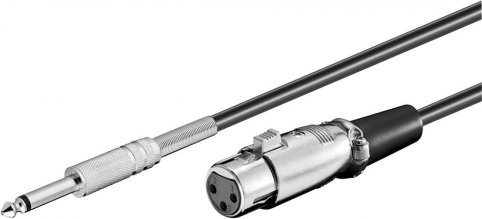 Cablu jack mono 6.35mm la XLR T-M 6m Negru, KJACKXLR01 conectica.ro