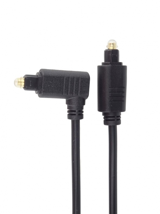 Cablu audio optic Toslink drept/unghi 90 grade T-T 2m Negru, KJTOS3-2 conectica.ro