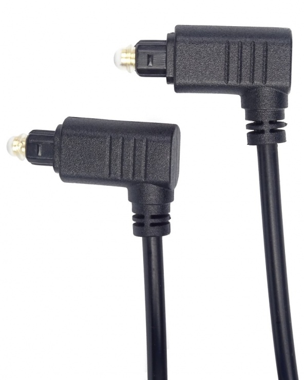 Cablu audio optic Toslink cu ambii conectori in unghi 90 grade 2m, KJTOS4-2 conectica.ro