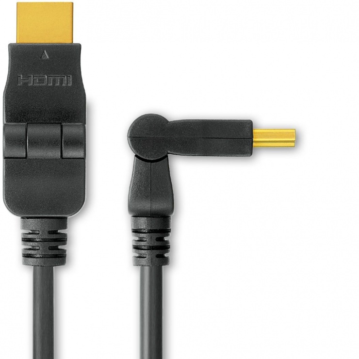 Cablu HDMI-A v1.4 3D Full HD conector rotativ T-T 5m Negru, KPHDMO5 cablu imagine noua 2022