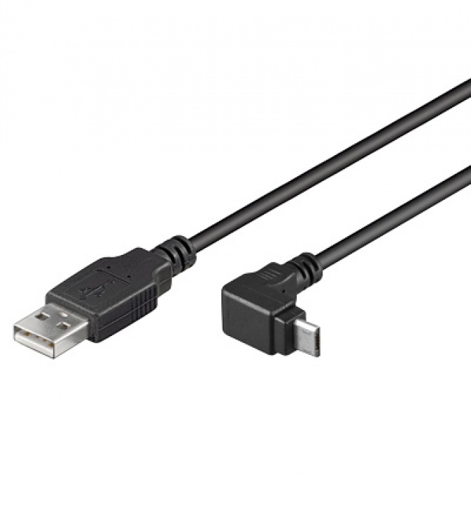 Cablu USB 2.0 la micro USB-B unghi jos/sus T-T 3m negru, KU2M3F-90 conectica.ro