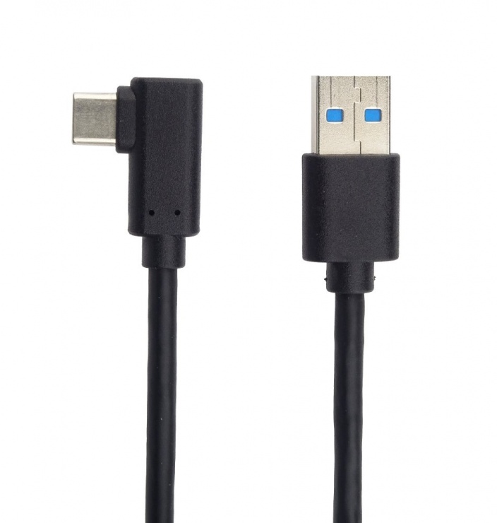 Cablu USB 3.0-C unghi 90 grade la USB-A 0.5m T-T Negru, KU31CZ05BK conectica.ro