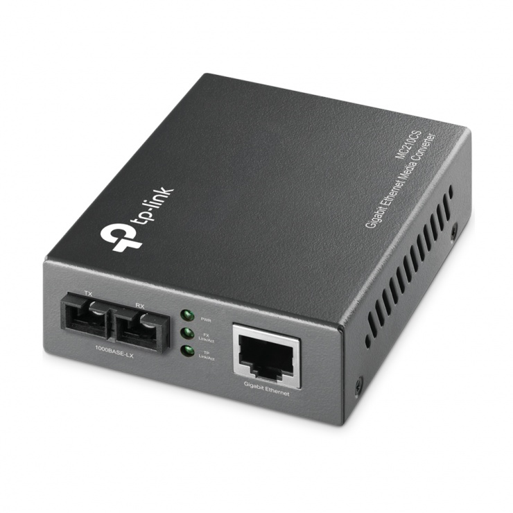 Media convertor Gigabit RJ45 – SC single mode, TP-Link MC210CS conectica.ro
