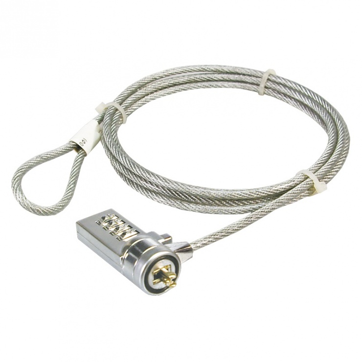 Cablu antifurt laptop cu cifru, metal, Logilink NBS002 conectica.ro