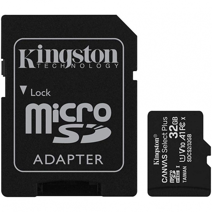 Card de memorie micro SDHC 32GB clasa 10 Canvas Select Plus, Kingston SDCS2/32GB conectica.ro