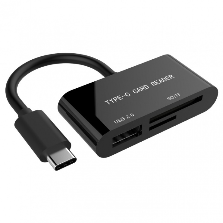 Cititor de carduri USB-C la USB 2.0-A/ 1 x SD/ 1 x TF, Gembird UHB-CR3-02