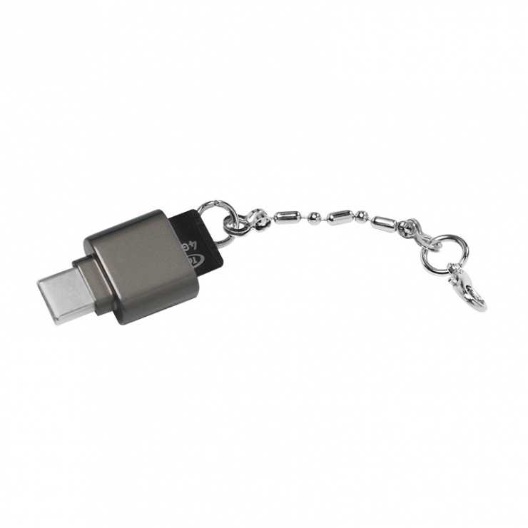 Cititor de carduri USB-C 2.0 la micro SD pentru breloc, Logilink CR0039 conectica.ro