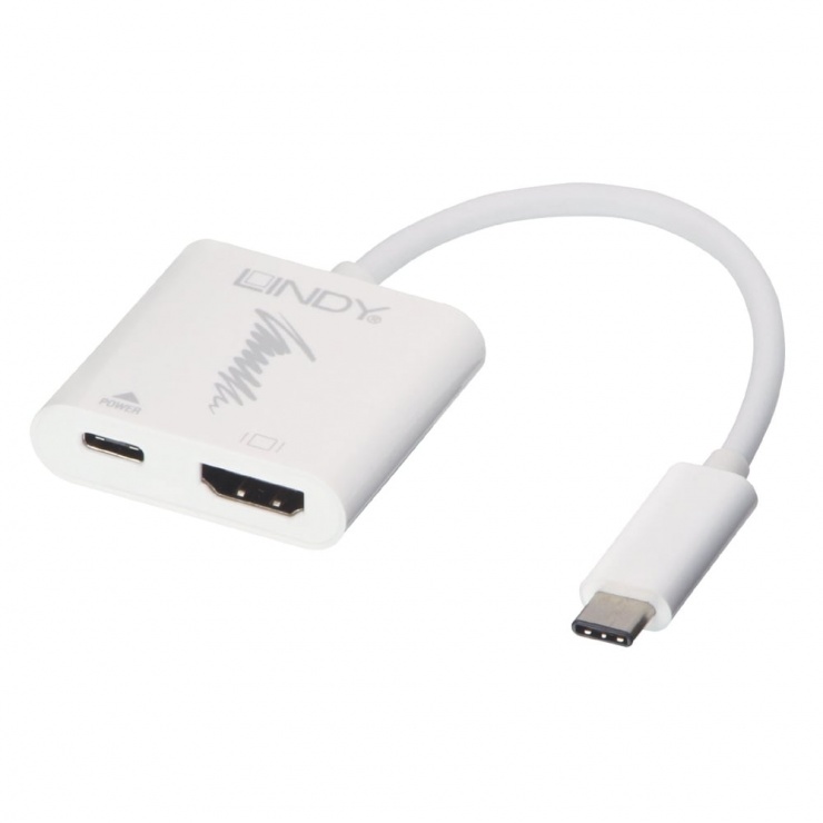 Adaptor USB 3.1 tip C la HDMI + alimentare 15cm, Lindy L43196 15cm imagine noua 2022