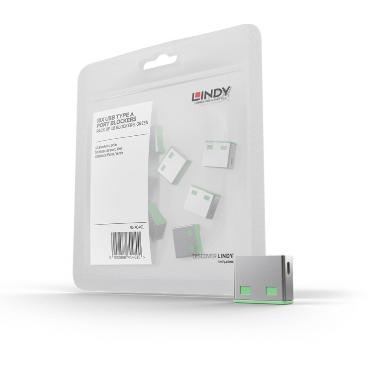USB Port Blocker 10 bucati verzi, Lindy L40461 imagine noua