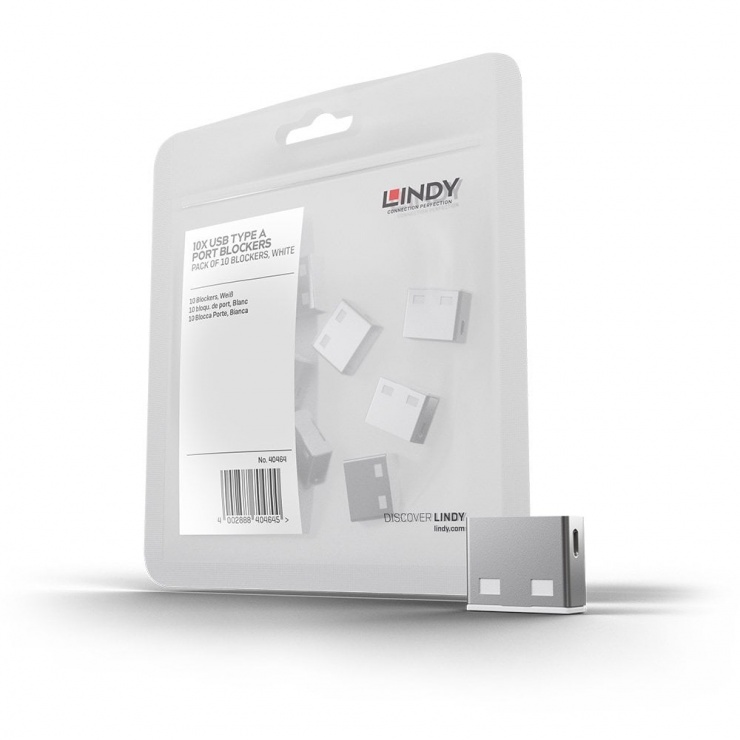 USB Port Blocker 10 bucati albe, Lindy L40464 imagine noua