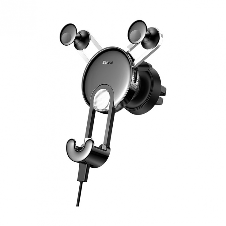 Suport auto magnetic pentru smartphone cu montare ventilator + cablu iphone lightning, baseus yy