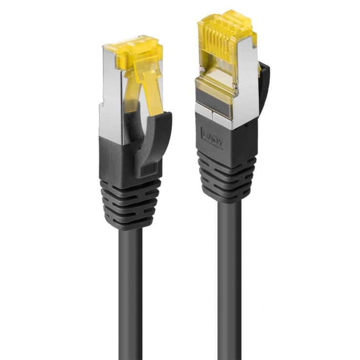 Cablu de retea S/FTP cat 7 LSOH cu mufe RJ45 Negru 3m, Lindy L47310 conectica.ro