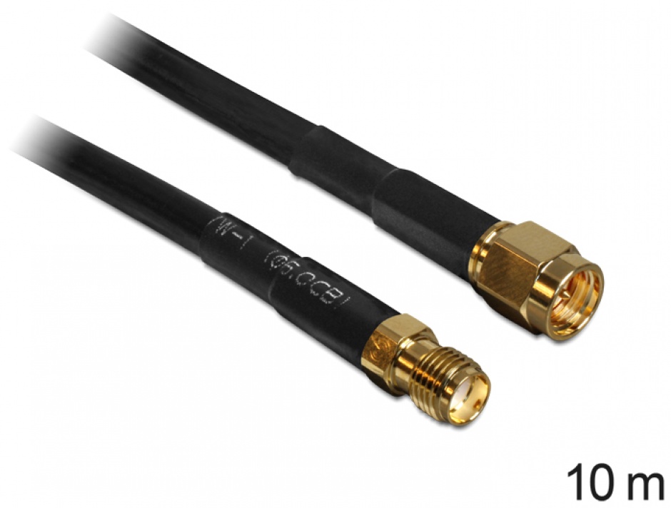 Cablu prelungitor antena SMA CFD/RF200 10m low loss, Delock 88445 conectica.ro imagine noua tecomm.ro