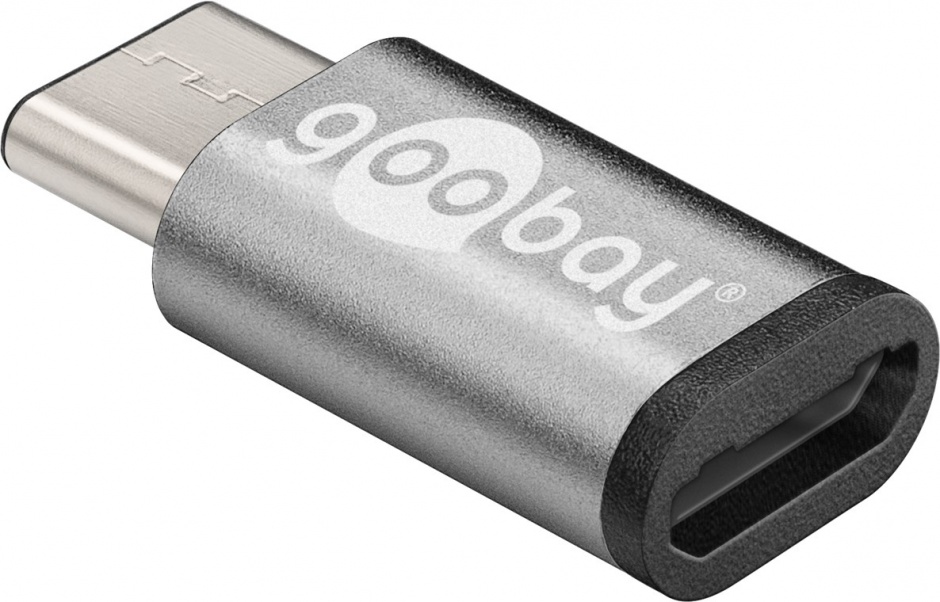 Adaptor micro usb 2.0 la usb-c m-t gri, goobay 56635