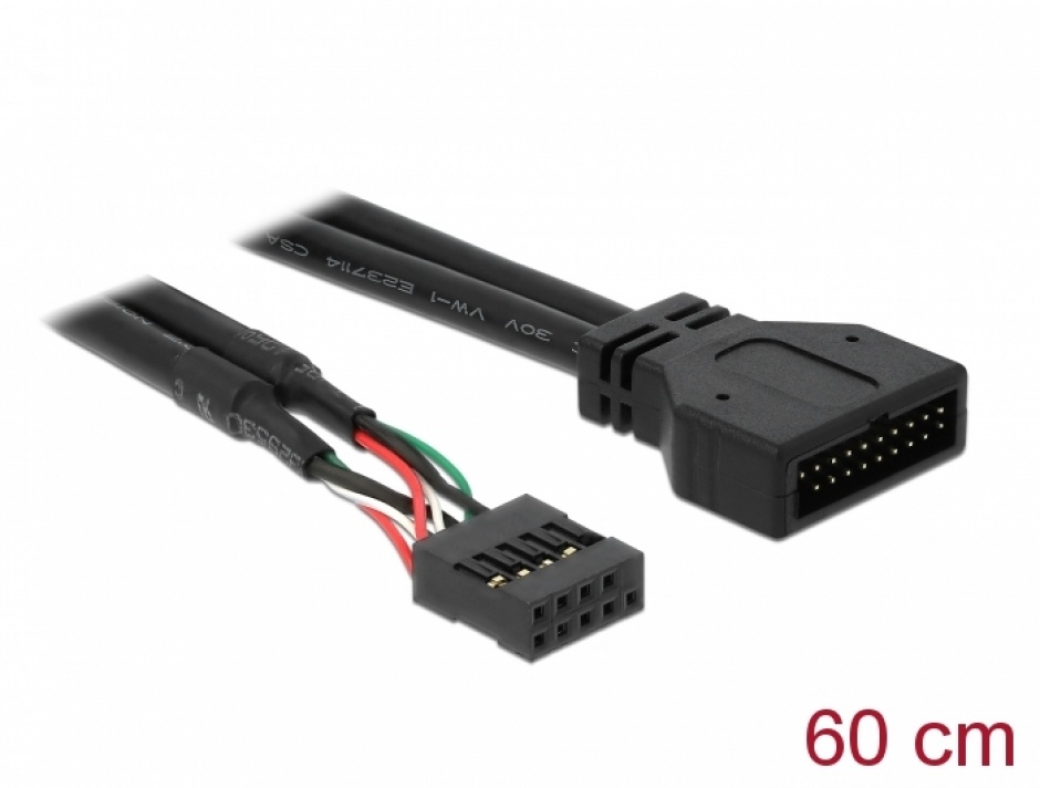 Cablu pin header USB 2.0 la USB 3.0 M-T 60cm, Delock 83777 conectica.ro